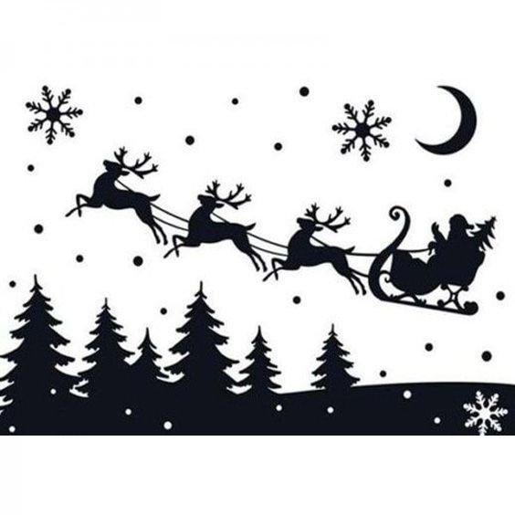 Украшения на окна олени с санями