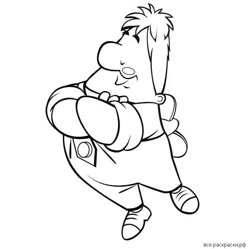 Раскраска Карлсон и Фрекен бок