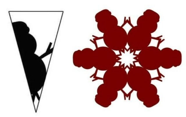 Трафареты снежинок в сложенном виде