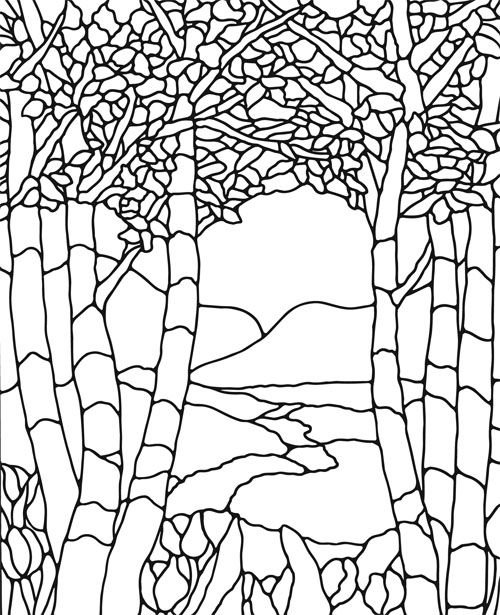 Трафареты для витража пейзажи