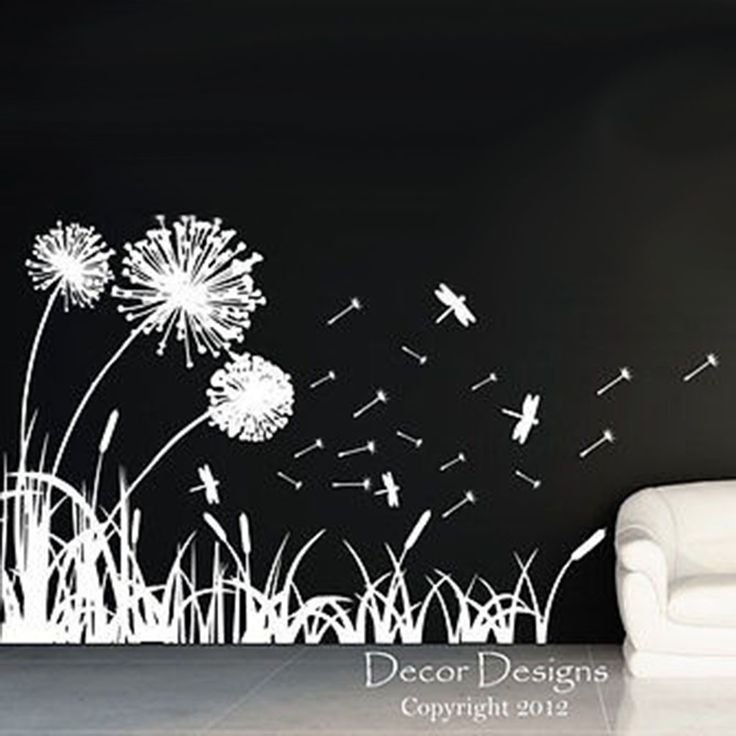 Одуванчики рисунок на стене