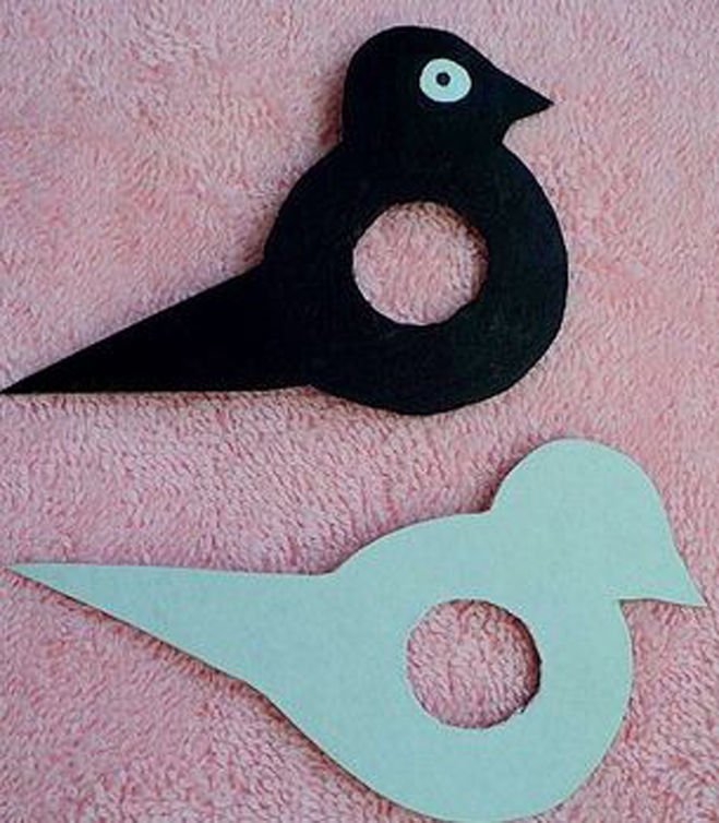 Птички из картона и пряжи