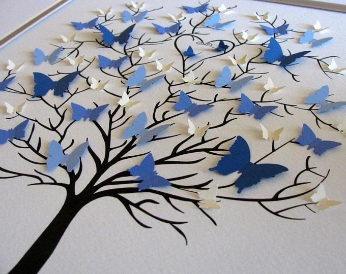 Дерево с бабочками аппликация