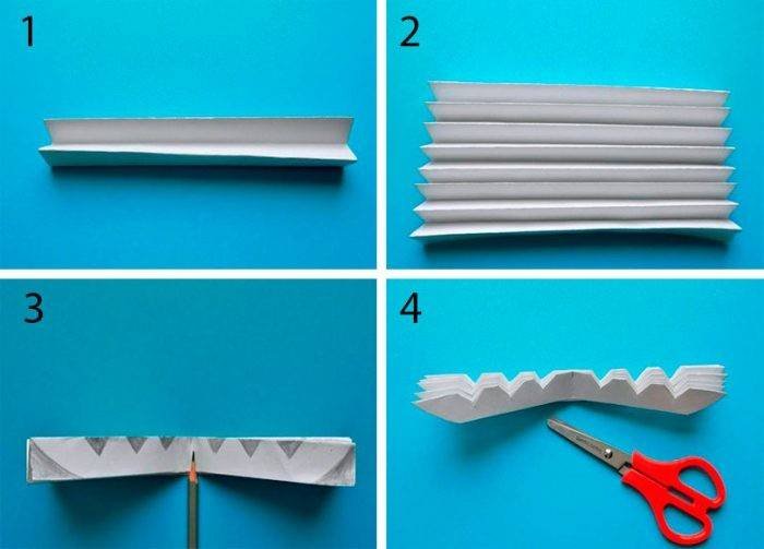 Снежинки из гармошки бумажной