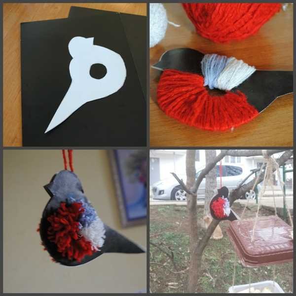 Снегирь из пряжи