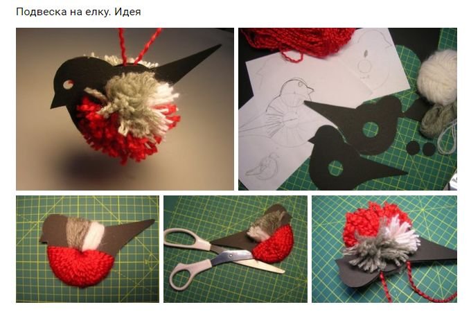 Поделка птичка из пряжи