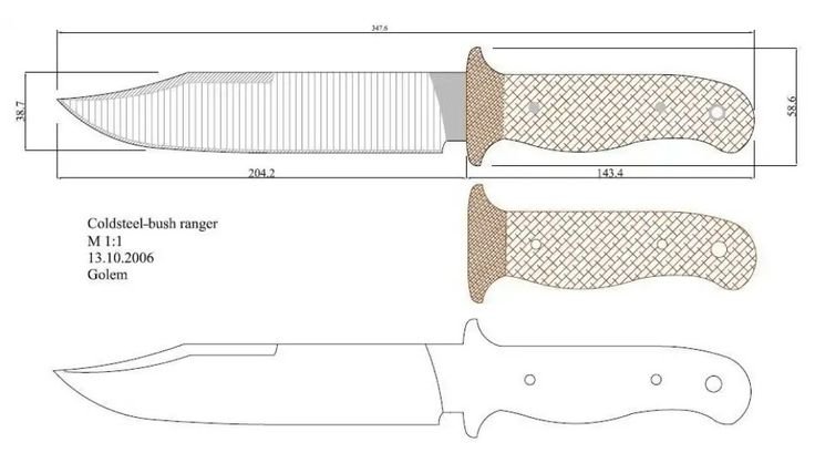 Чертежи Боуи ножей 1к1