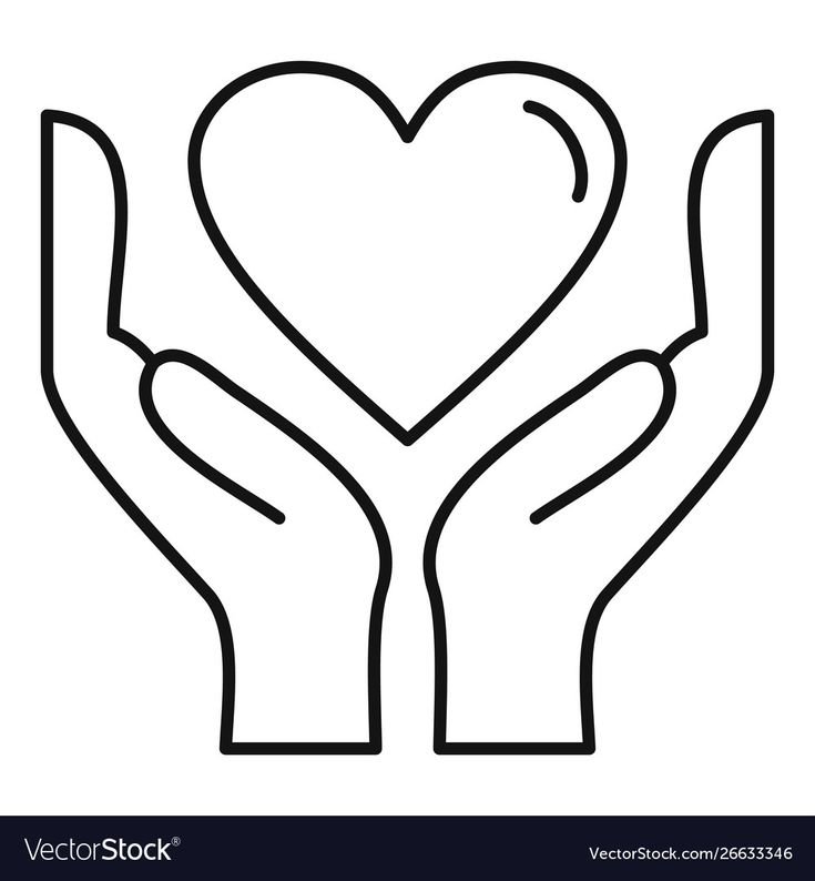 Раскраска рука с сердечком