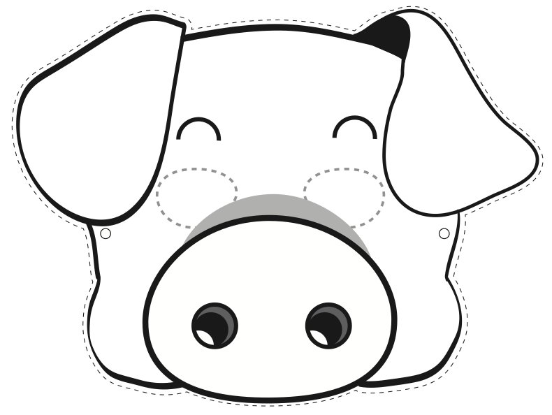 Маска свинки раскраска