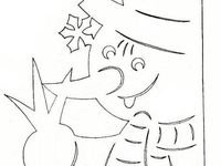 Трафареты на окна новогодние Снеговик выглядывающий