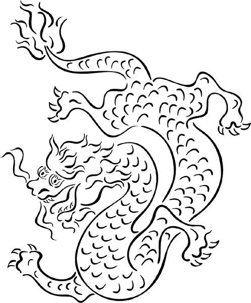 Китайский дракон трафарет