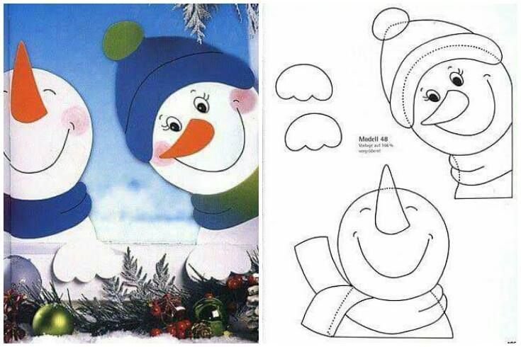 Снеговики на окне на новый год