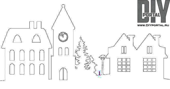 Новогодний домик из бумаги на окно