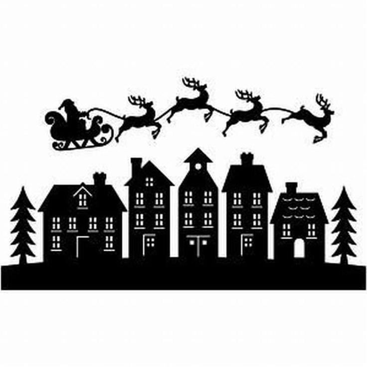 Домики силуэты новогодние