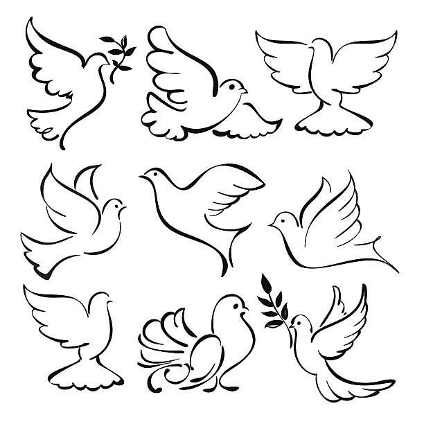 Трафарет голубя для рисования