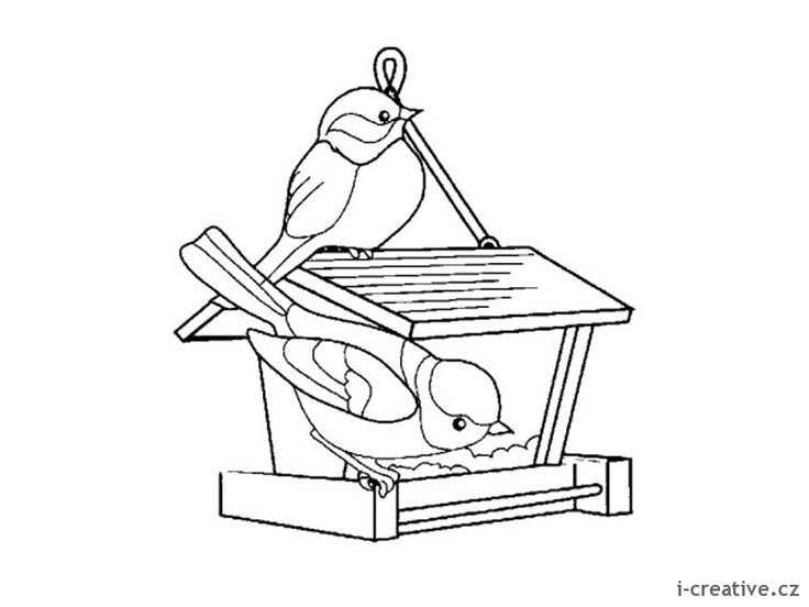 Синичка в кормушке раскраска для детей