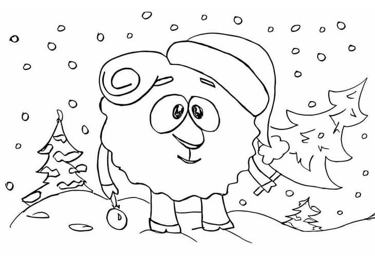 Раскраски Смешарики зима