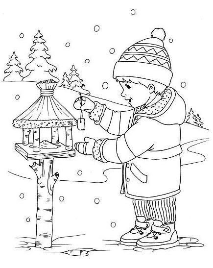 Зима раскраска для детей