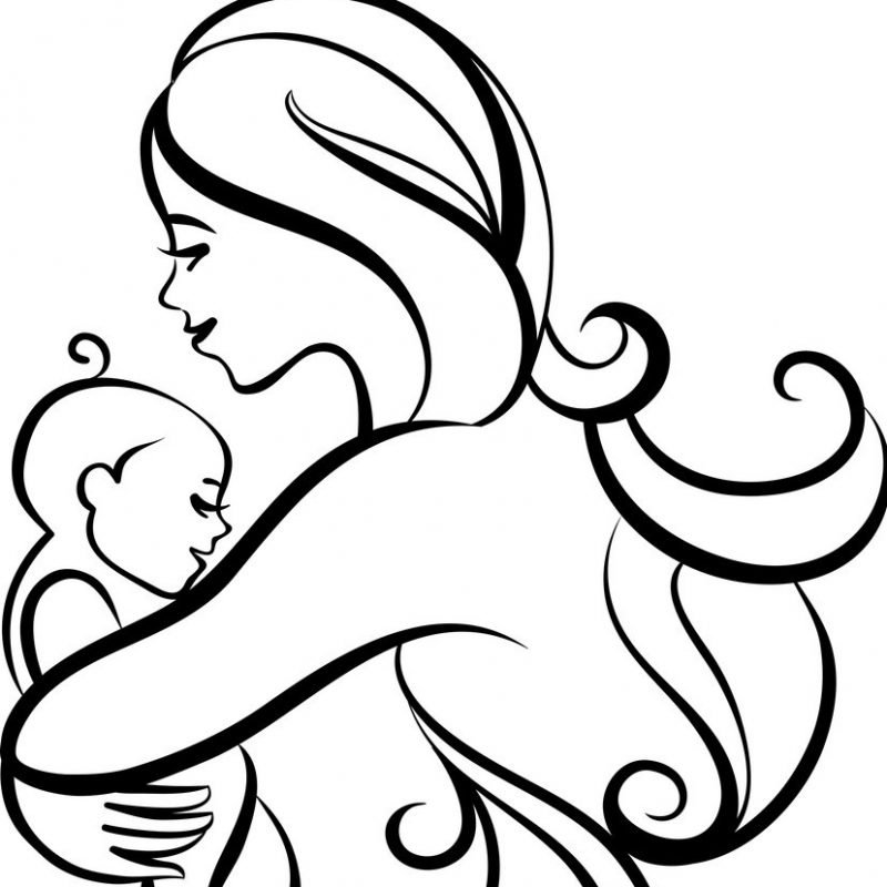 Трафарет мама с ребенком