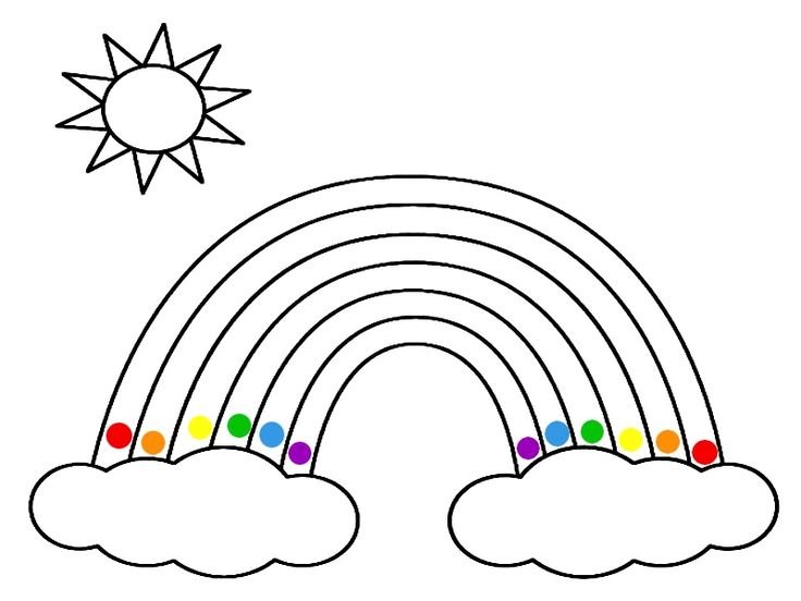 Раскраски Радуга для детей распечатать на А4 и скачать