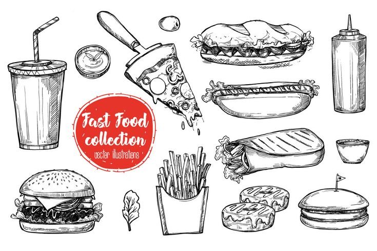 Фастфуд рисунок вектор