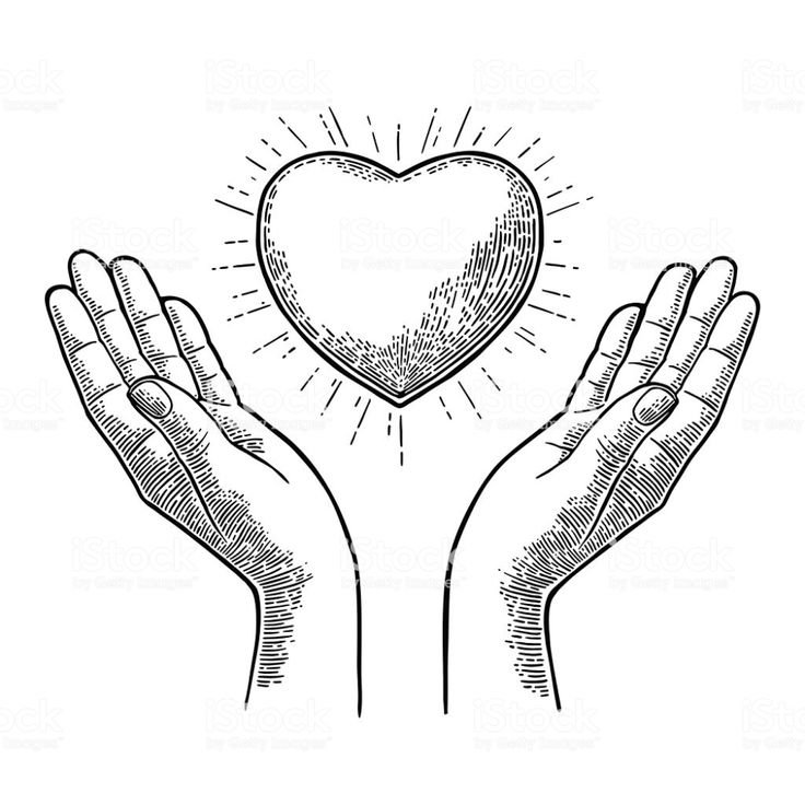 Картинка раскраска сердце в руках
