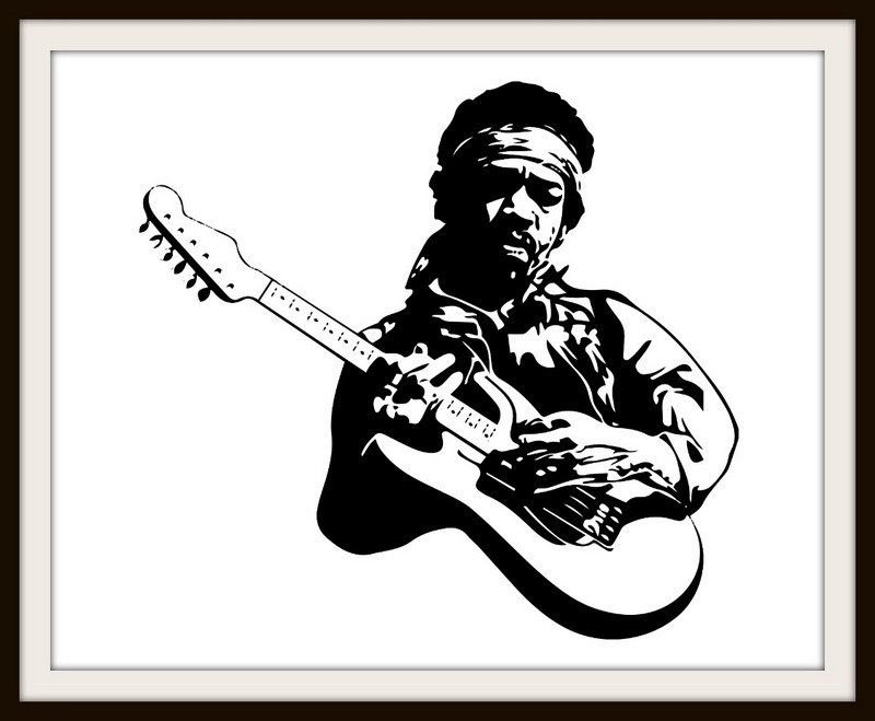 Джимми Хендрикс с гитарой