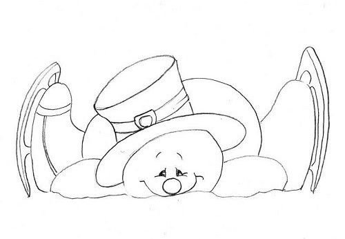 Выглядывающий Снеговик на окно трафарет