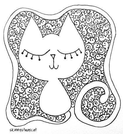 Раскраска кошка антистресс для детей