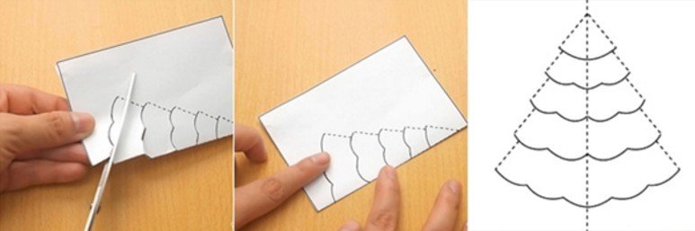 Открытка с объемной елкой внутри