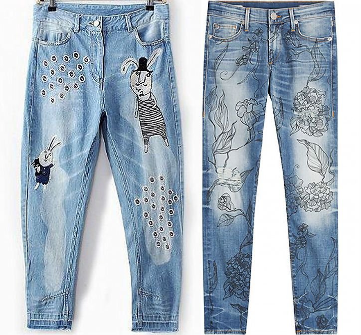 Джинсы разрисованные акрилом