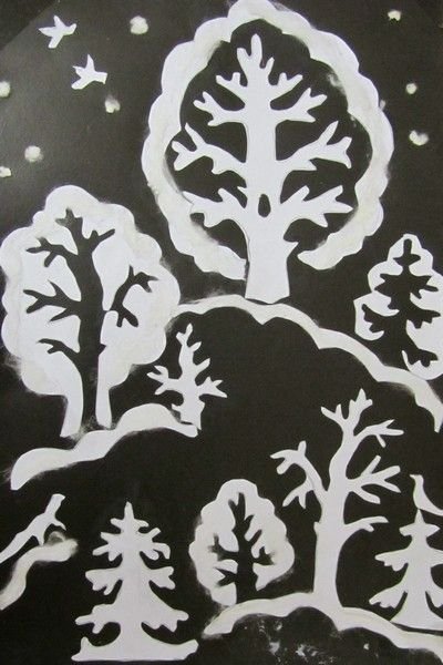 Вырезанки зимнее дерево
