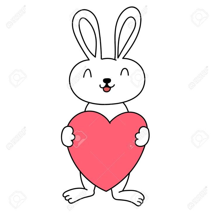 Раскраска зайчик с сердечком