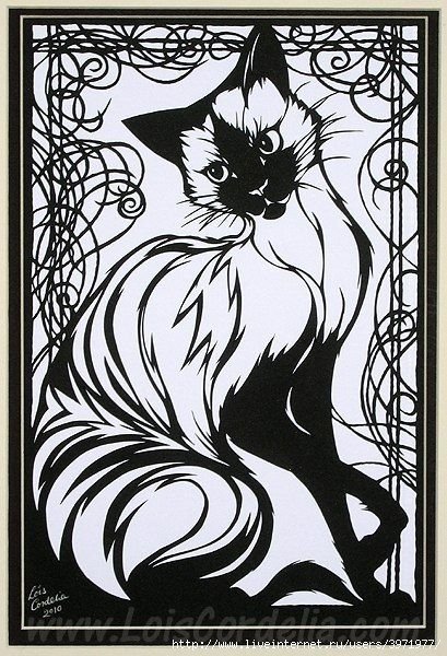 Трафарет для выжигания кот