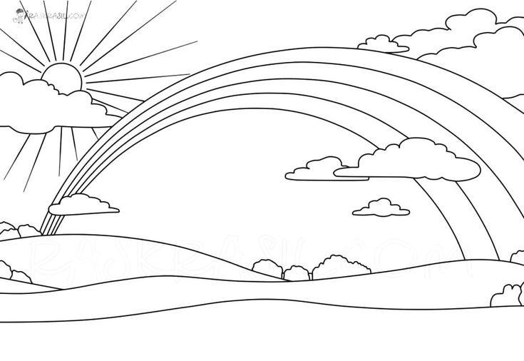 Радуга картинка для детей раскраска