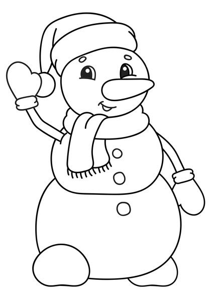 Снеговик картинка раскраска