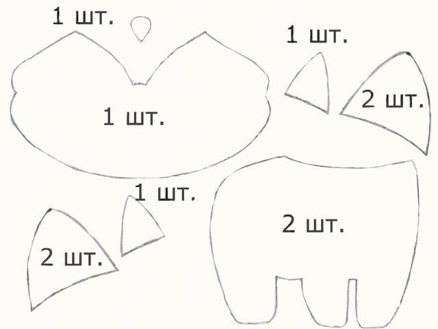 Выкройка игрушки из фетра Лисичка