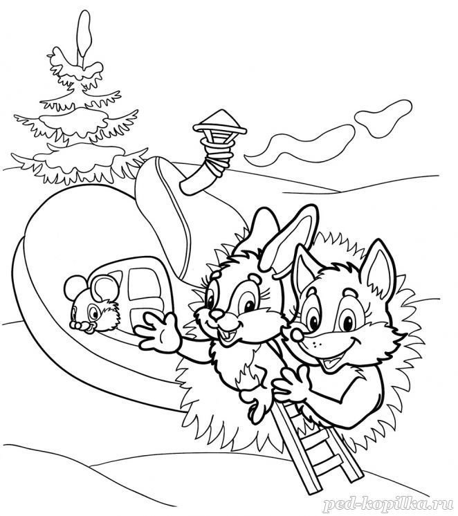 Русская народная сказка рукавичка раскраска