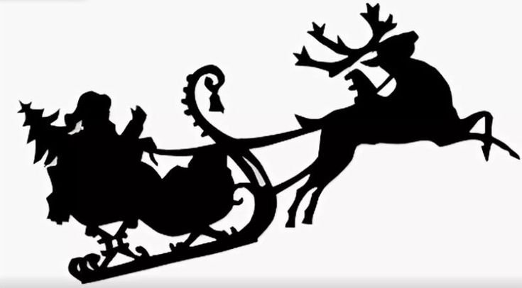 Сани с оленями трафарет