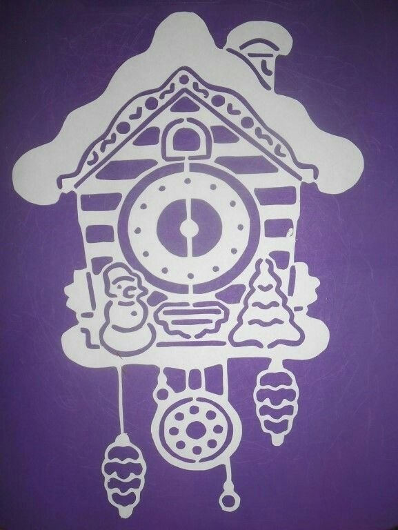 Вытынанки часы новогодние