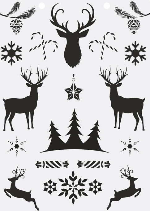 Олени трафарет по этапно