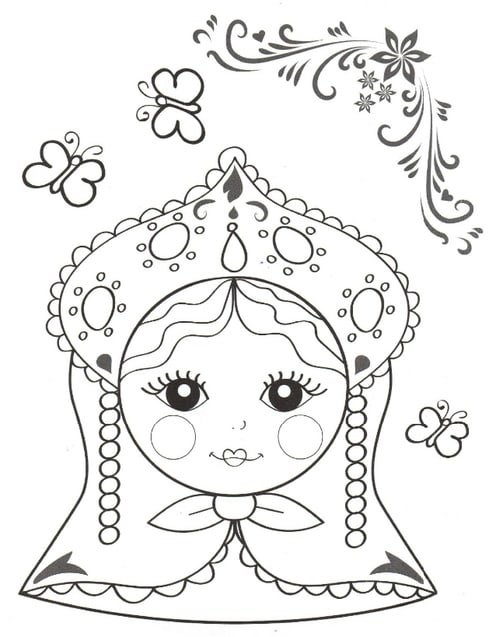 Кокошник раскраска