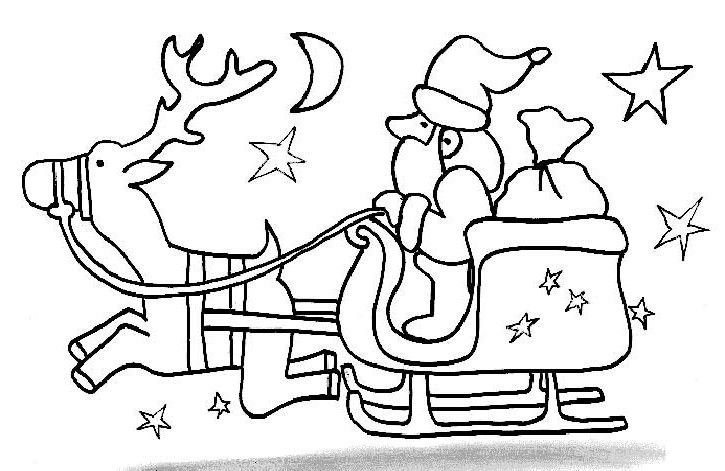 Дед Мороз на санях трафарет