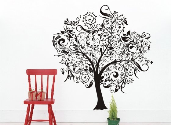 Стилизованные деревья на стенах
