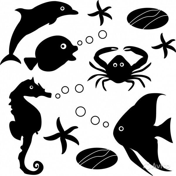 Трафареты морские для декора стен