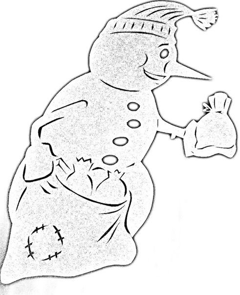 Снеговик с фонарем вытынанки