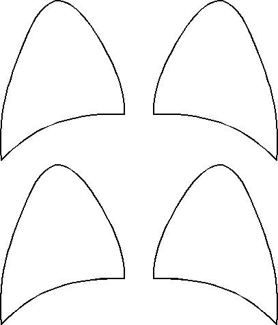 Выкройка кошачьих ушек на ободке