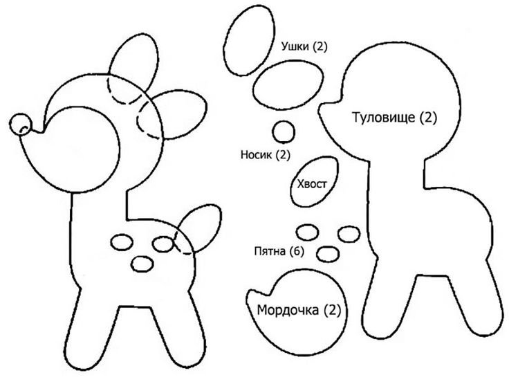 Оленёнок из фетра выкройка
