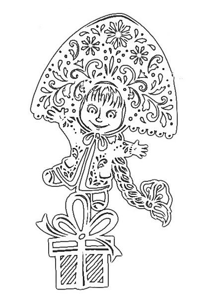 Новогодние Маша для вырезания на окна