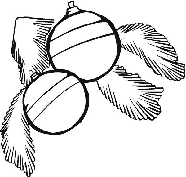 Новогодние шарики на ветке раскраска